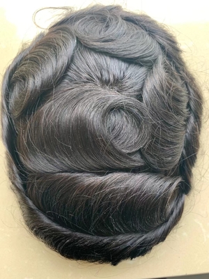 Super breathable Swiss lace bleached knots undetectable hairline Indian human hair toupee