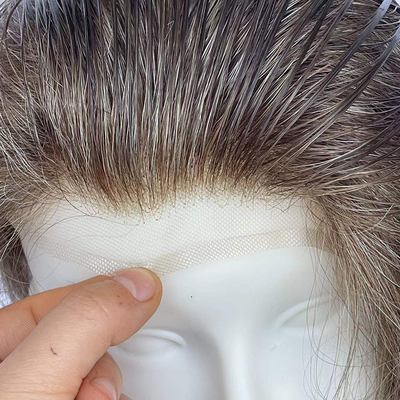Bleached frontal hairline man toupee Q6 small knots men breathable replacement system