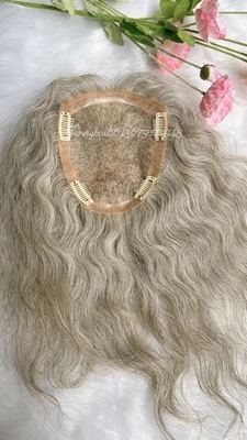 100% virgin hair mono topper natural wave European hair topper for old lady hair loss