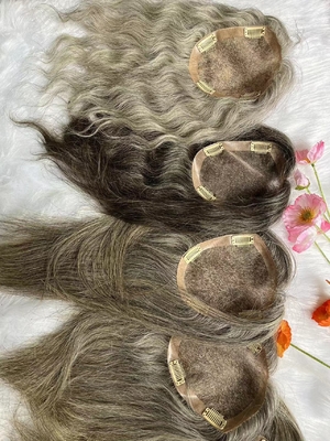100% virgin hair mono topper natural wave European hair topper for old lady hair loss