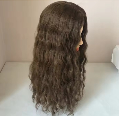 European hair silk topper natural wave brown color Kosher topper hand hook topper for hairloss