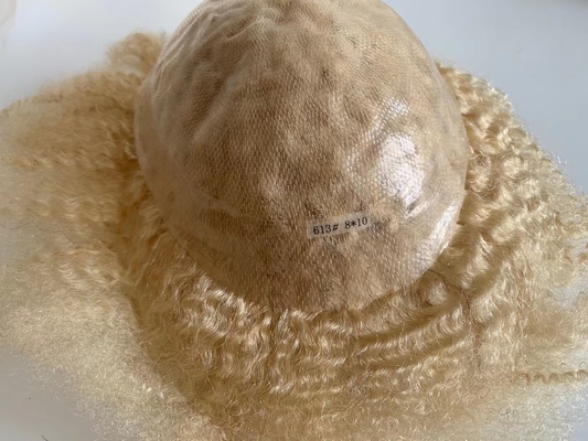 Full skin afrto toupee PU toupee with small knots high density afro toupee 613 color afro hair