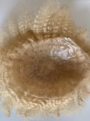 Full skin afrto toupee PU toupee with small knots high density afro toupee 613 color afro hair
