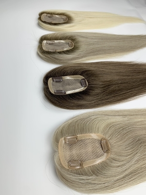 Virgin hair mono topper human hair clip in toupee balayage color small cap large cap available