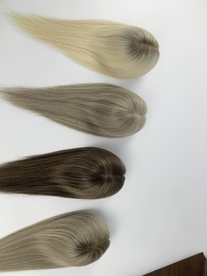 Virgin hair mono topper human hair clip in toupee balayage color small cap large cap available