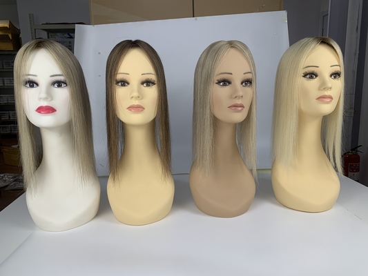 Virgin hair mono topper human hair clip in toupee balayage color small cap large cap available