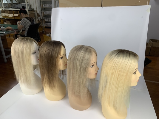 Virgin hair mono topper human hair clip in toupee balayage color small cap large cap available