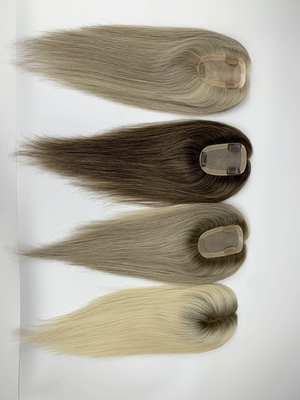 Virgin hair mono topper human hair clip in toupee balayage color small cap large cap available