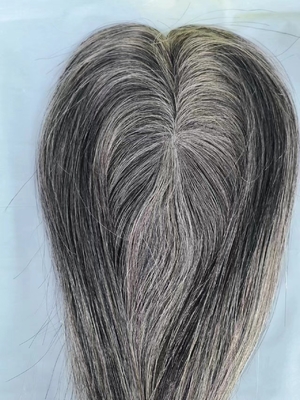Small size mono topper 100% human hair grey color women topper for hairloss