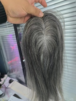Small size mono topper 100% human hair grey color women topper for hairloss