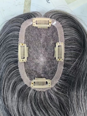 Small size mono topper 100% human hair grey color women topper for hairloss
