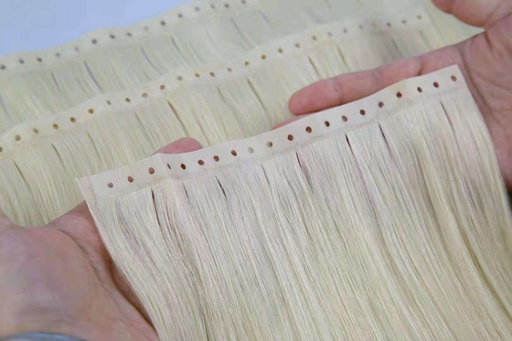 Seemless human hair invisible skin weft with hole butterfly weft with Russian hair