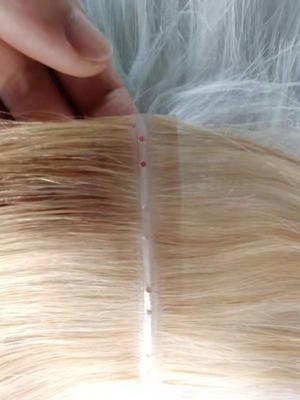 Seemless human hair invisible skin weft with hole butterfly weft with Russian hair