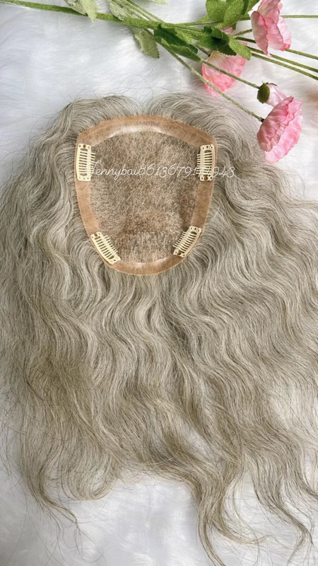 100% virgin hair mono topper natural wave European hair topper for old lady hair loss