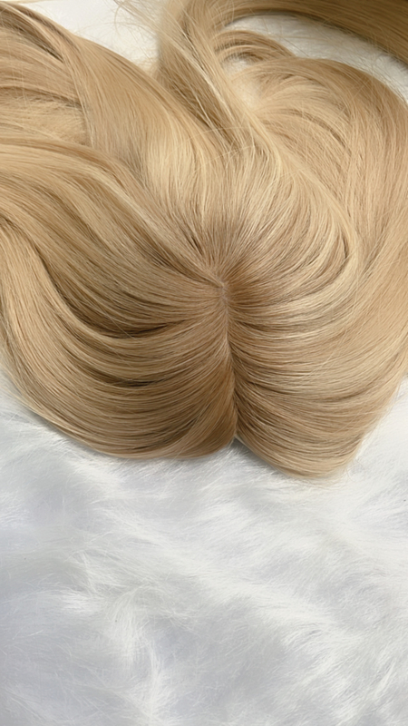 European hair topper double drawn hair silk topper for Jewish women natural hairline topper for hair loss