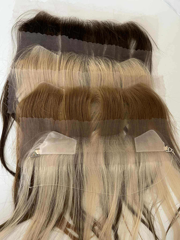 Hairline topper ear to ear coverage human hair halo wire Swiss lace invisible frontal hairline